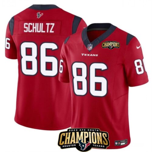 68628070df4f5_1 Men's Houston Texans #86 Dalton Schultz Red 2023 F.U.S.E. AFC South Champions Patch Vapor Untouchable Limited Stitched Football Jersey