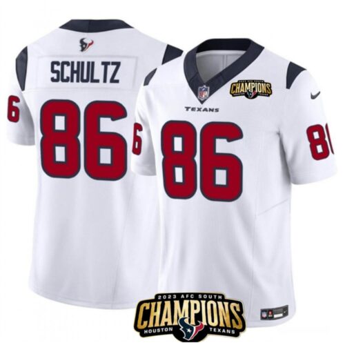6862807828457_1 Men's Houston Texans #86 Dalton Schultz White 2023 F.U.S.E. AFC South Champions Patch Vapor Untouchable Limited Stitched Football Jersey