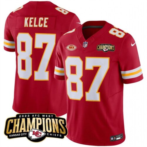 686280a041a79_1 Men's Kansas City Chiefs #87 Travis Kelce Red 2023 F.U.S.E. AFC West Champions With "NKH" Patch Vapor Untouchable Limited Stitched Jersey