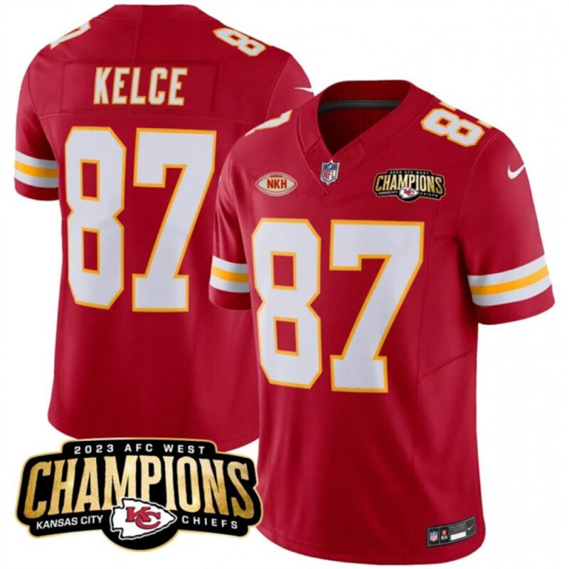 686280a041a79_1 Men's Kansas City Chiefs #87 Travis Kelce Red 2023 F.U.S.E. AFC West Champions With "NKH" Patch Vapor Untouchable Limited Stitched Jersey