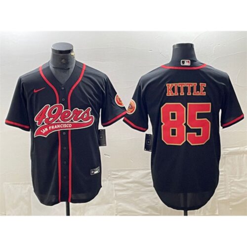686280aaed0cc_1 Men's San Francisco 49ers #85 George Kittle Black With Patch Cool Base Stitched Baseball Jersey