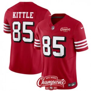 686280ae80323_1 Men's San Francisco 49ers #85 George Kittle Red 2023 F.U.S.E. NFC West Champions Patch Alternate Stitched Football Jersey