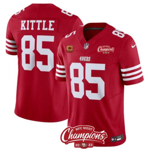 686280b9c1697_1 Men's San Francisco 49ers #85 George Kittle Red 2023 F.U.S.E. With 4-star C Ptach And NFC West Champions Patch Stitched Football Jersey