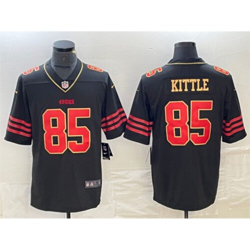 686280bd77ef8_1 Men's San Francisco 49ers #85 George Kittle Black Gold Stitched Jersey
