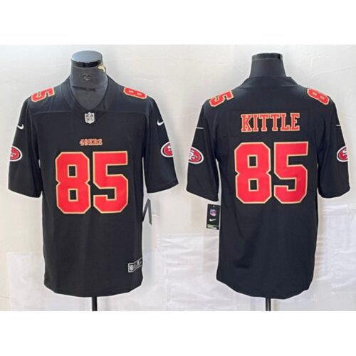 686280c12e561_1 Men's San Francisco 49ers #85 George Kittle Black Vapor Untouchable Limited Stitched Jersey