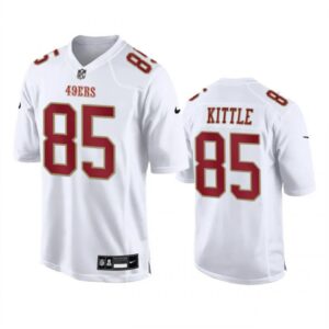 686280c8ce20c_1 Men's San Francisco 49ers #85 George Kittle White Fashion Limited Stitched Game Football Jersey
