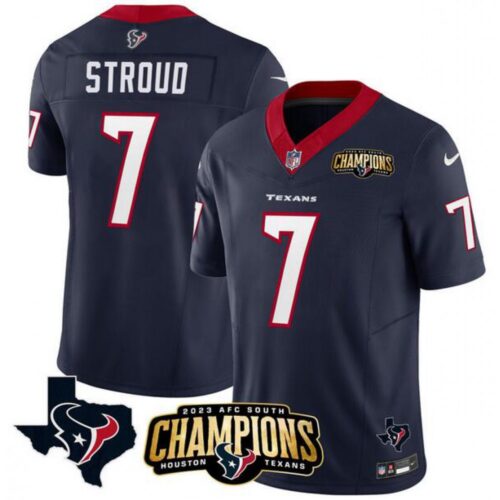686280f045938_1 Men's Houston Texans #7 C.J. Stroud Navy 2023 F.U.S.E. AFC South Champions Patch And Team Logo Patch Vapor Untouchable Limited Stitched Football Jersey