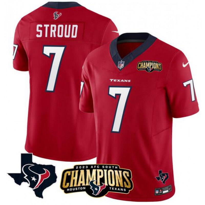 686280f89153c_1 Men's Houston Texans #7 C.J. Stroud Red 2023 F.U.S.E. AFC South Champions Patch And Team Logo Patch Vapor Untouchable Limited Stitched Football Jersey