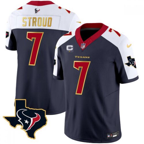 6862812cd93a7_1 Men's Houston Texans #7 C.J. Stroud Navy/White 2023 F.U.S.E. With 1-Star C And Team Logo Patch Limited Stitched Football Jersey