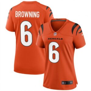 6862815e3aca2_1 Women's Cincinnati Bengals #6 Jake Browning Orange Stitched Football Jersey(Run Small)