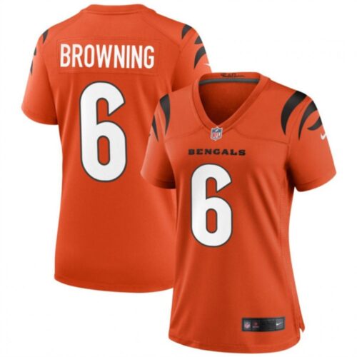 6862815e3aca2_1 Women's Cincinnati Bengals #6 Jake Browning Orange Stitched Football Jersey(Run Small)