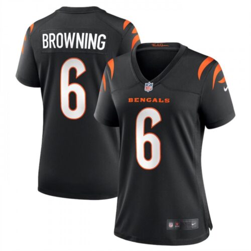6862816174676_1 Women's Cincinnati Bengals #6 Jake Browning Black Stitched Football Jersey(Run Small)