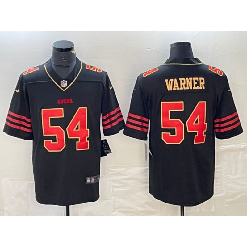 686281c83d04f_1 Men's San Francisco 49ers #54 Fred Warner Black Gold Stitched Jersey