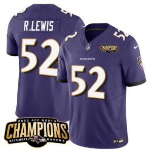 686281ec98c78_1 Men's Baltimore Ravens #52 Ray Lewis Purple 2023 F.U.S.E. AFC North Champions Vapor Limited Football Jersey