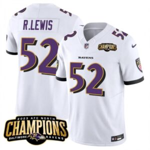 686281f070421_1 Men's Baltimore Ravens #52 Ray Lewis White 2023 F.U.S.E. AFC North Champions Vapor Limited Football Jersey