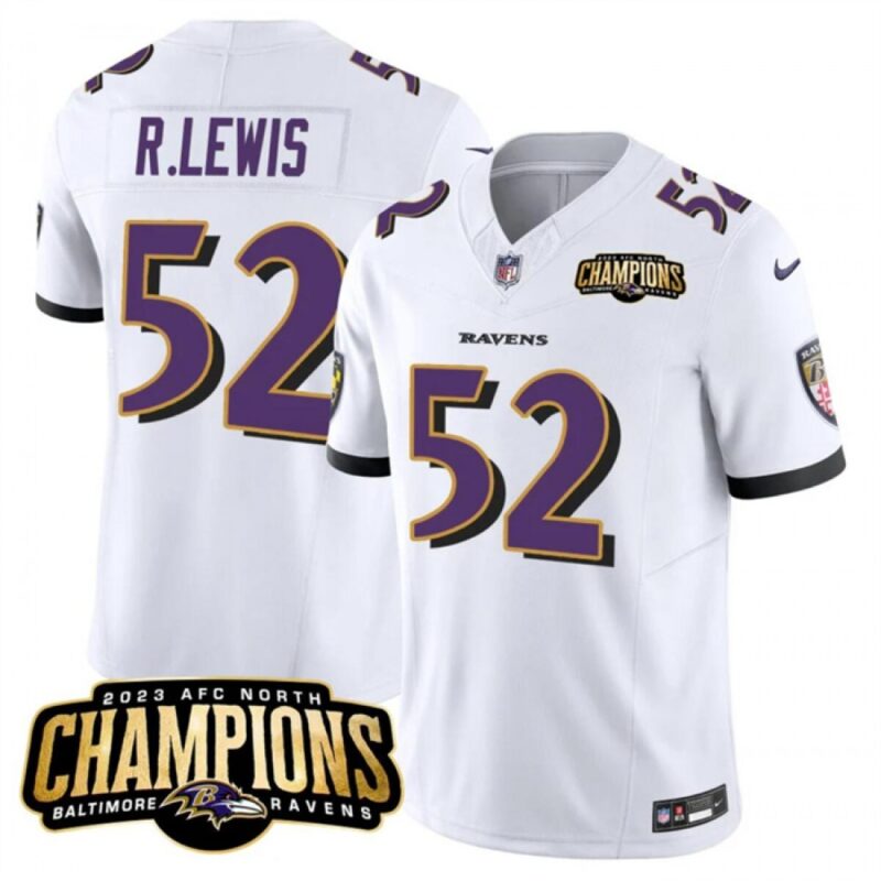 686281f070421_1 Men's Baltimore Ravens #52 Ray Lewis White 2023 F.U.S.E. AFC North Champions Vapor Limited Football Jersey