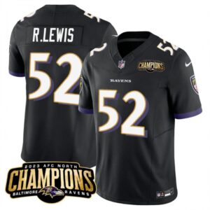 686281f465160_1 Men's Baltimore Ravens #52 Ray Lewis Black 2023 F.U.S.E. AFC North Champions Vapor Limited Football Jersey