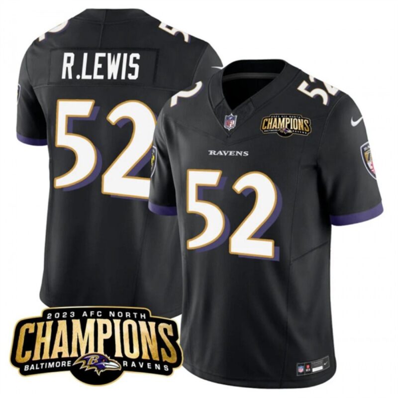 686281f465160_1 Men's Baltimore Ravens #52 Ray Lewis Black 2023 F.U.S.E. AFC North Champions Vapor Limited Football Jersey
