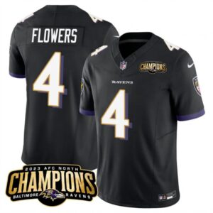 686282615381d_1 Men's Baltimore Ravens #4 Zay Flowers Black 2023 F.U.S.E. AFC North Champions Vapor Limited Football Jersey