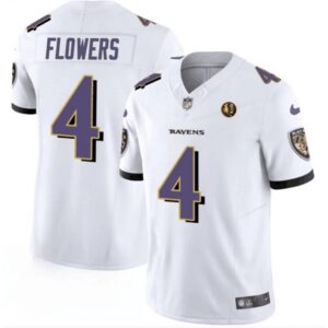 68628268d8f96_1 Men's Baltimore Ravens #4 Zay Flowers White 2023 F.U.S.E. With John Madden Patch Vapor Limited Football Jersey