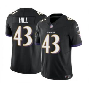 68628270869e5_1 Men's Baltimore Ravens #43 Justice Hill Black 2023 F.U.S.E. Vapor Limited Football Jersey