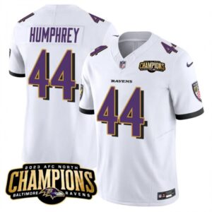 6862827c37871_1 Men's Baltimore Ravens #44 Marlon Humphrey White 2023 F.U.S.E. AFC North Champions Vapor Limited Football Jersey