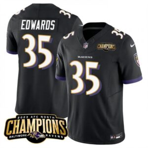 686282bd654f8_1 Men's Baltimore Ravens #35 Gus Edwards Black 2023 F.U.S.E. AFC North Champions Vapor Limited Football Jersey