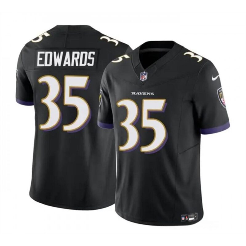 686282c120e2b_1 Men's Baltimore Ravens #35 Gus Edwards Black 2023 F.U.S.E. Vapor Limited Football Jersey