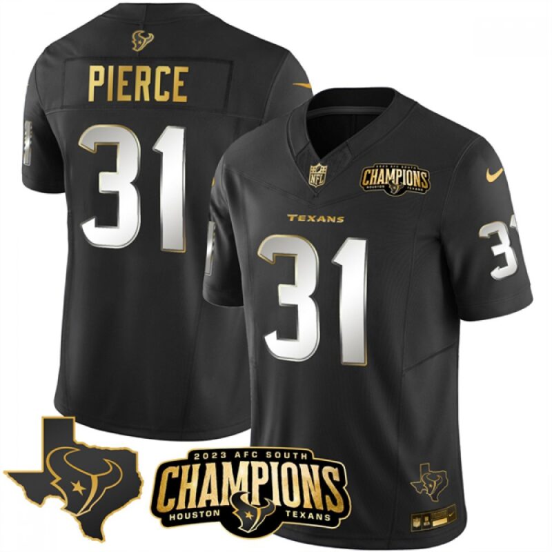 686282cc6f6cb_1 Men's Houston Texans #31 Dameon Pierce Black Golden 2023 F.U.S.E. With AFC South Champions Patch And Team Logo Patch Limited Stitched Football Jersey
