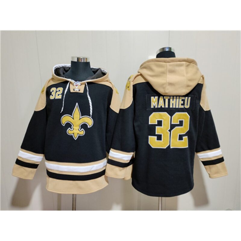 686282e02d83e_1 Men's New Orleans Saints #32 Tyrann Mathieu Black Ageless Must-Have Lace-Up Pullover Hoodie