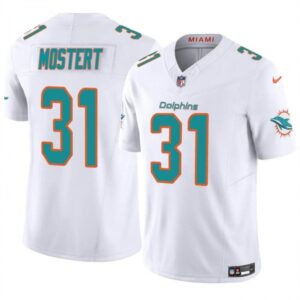 686282e7dbf2e_1 Men's Miami Dolphins #31 Raheem Mostert White 2023 F.U.S.E Alternate Vapor Limited Stitched Football Jersey