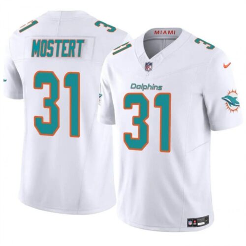 686282e7dbf2e_1 Men's Miami Dolphins #31 Raheem Mostert White 2023 F.U.S.E Alternate Vapor Limited Stitched Football Jersey