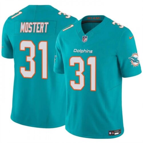 686282eb83033_1 Men's Miami Dolphins #31 Raheem Mostert Aqua 2023 F.U.S.E Vapor Limited Stitched Football Jersey