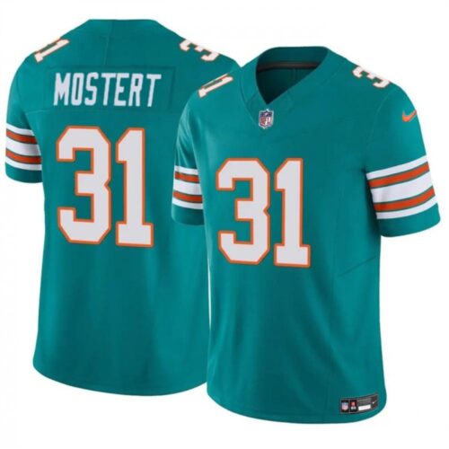 686282ef57773_1 Men's Miami Dolphins #31 Raheem Mostert Aqua 2023 F.U.S.E Alternate Vapor Limited Stitched Football Jersey