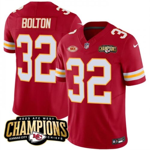 686282f346775_1 Men's Kansas City Chiefs #32 Nick Bolton Red 2023 F.U.S.E. AFC West Champions With "NKH" Patch Vapor Untouchable Limited Stitched Jersey