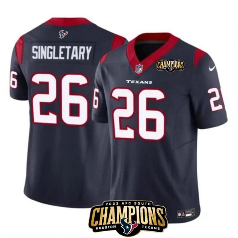 68628328a30f3_1 Men's Houston Texans #26 Devin Singletary Navy 2023 F.U.S.E. AFC South Champions Patch Vapor Untouchable Limited Stitched Football Jersey