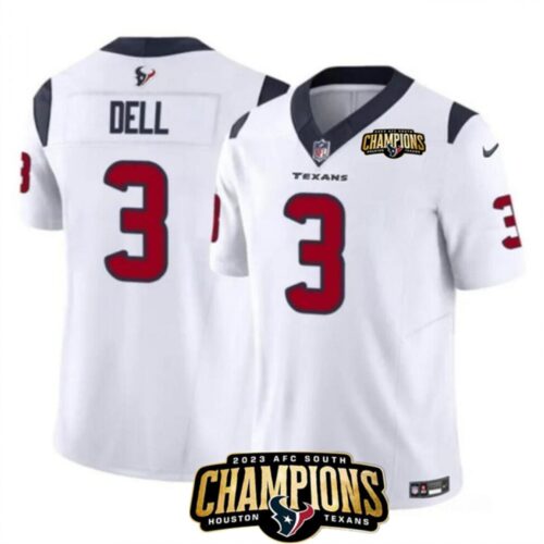 68628342e9037_1 Men's Houston Texans #3 Tank Dell White 2023 F.U.S.E. AFC South Champions Patch Vapor Untouchable Limited Stitched Football Jersey