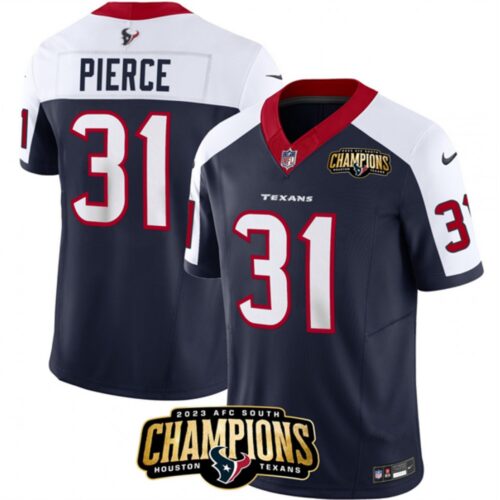 68628356d1ad8_1 Men's Houston Texans #31 Dameon Pierce Navy/White 2023 F.U.S.E. AFC South Champions Patch Limited Stitched Football Jersey
