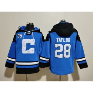 6862835e8fe63_1 Men's Indianapolis Colts #28 Jonathan Taylor Blue Ageless Must-Have Lace-Up Pullover Hoodie