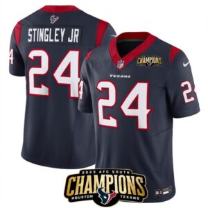 6862839aaa2a5_1 Men's Houston Texans #24 Derek Stingley Jr. Navy 2023 F.U.S.E. AFC South Champions Patch Vapor Untouchable Limited Stitched Football Jersey