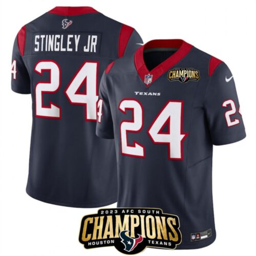6862839aaa2a5_1 Men's Houston Texans #24 Derek Stingley Jr. Navy 2023 F.U.S.E. AFC South Champions Patch Vapor Untouchable Limited Stitched Football Jersey