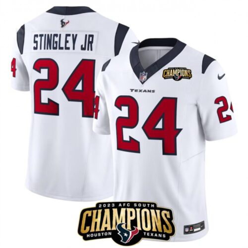 686283a2804fc_1 Men's Houston Texans #24 Derek Stingley Jr. White 2023 F.U.S.E. AFC South Champions Patch Vapor Untouchable Limited Stitched Football Jersey