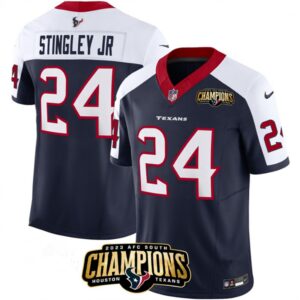 686283a64010c_1 Men's Houston Texans #24 Derek Stingley Jr. Navy/White 2023 F.U.S.E. AFC South Champions Patch Limited Stitched Football Jersey