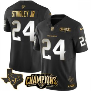 686283b18ce25_1 Men's Houston Texans #24 Derek Stingley Jr. Black Golden 2023 F.U.S.E. With AFC South Champions Patch And Team Logo Patch Limited Stitched Football Jersey