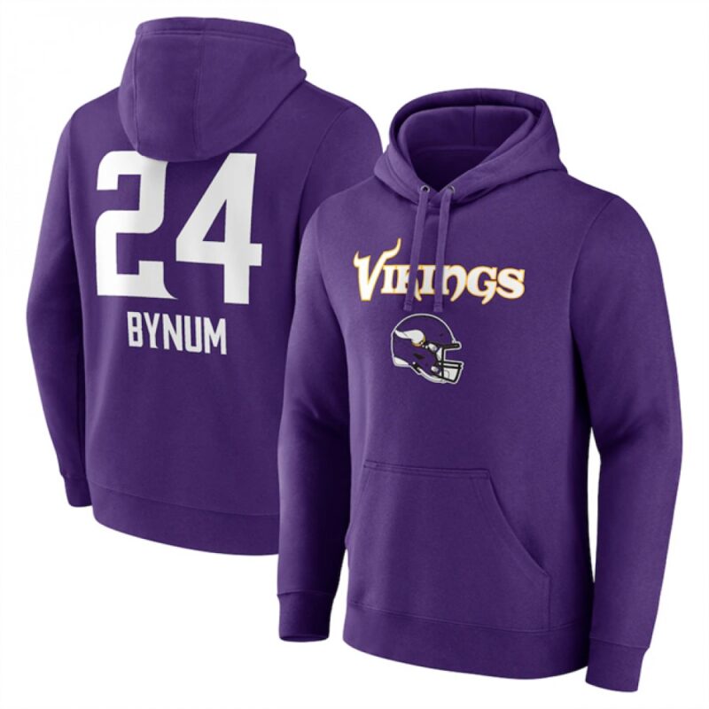 686283bc53cfe_1 Men's Minnesota Vikings #24 Camryn Bynum Purple Team Wordmark Player Name & Number Pullover Hoodie