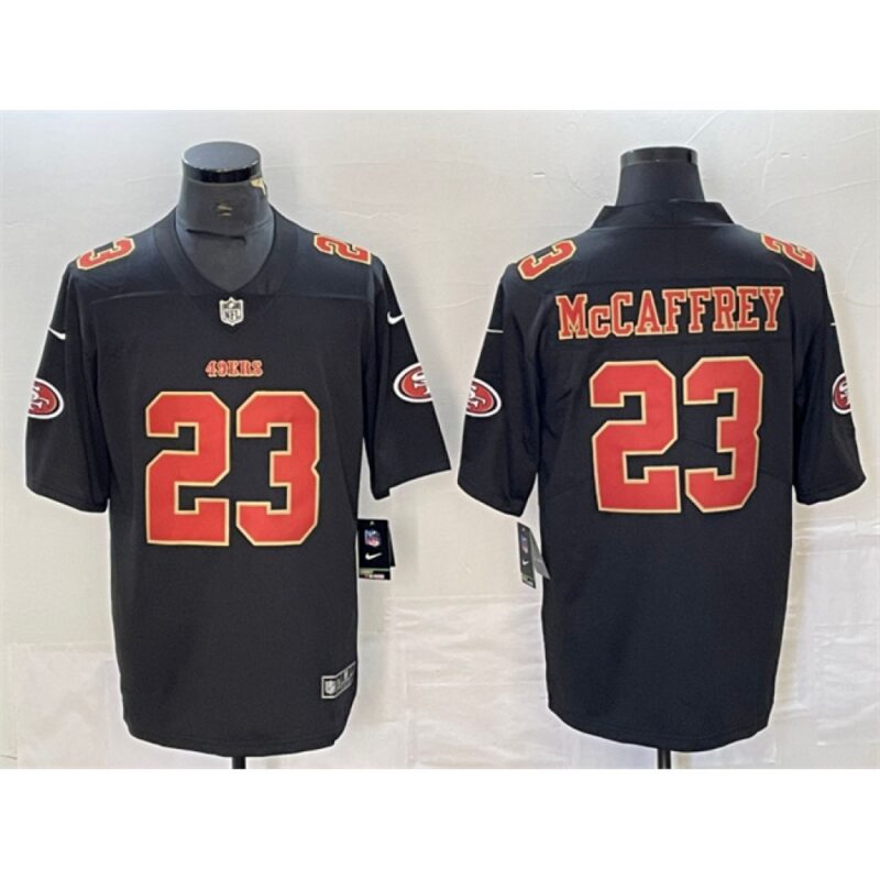 686283e242630_1 Men's San Francisco 49ers #23 Christian McCaffrey Black Vapor Untouchable Limited Stitched Jersey