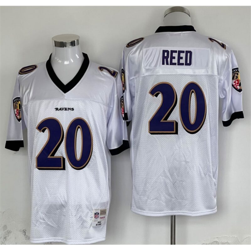 68628403dbbb9_1 Men's Baltimore Ravens #20 Ed Reed White Throwback Jersey