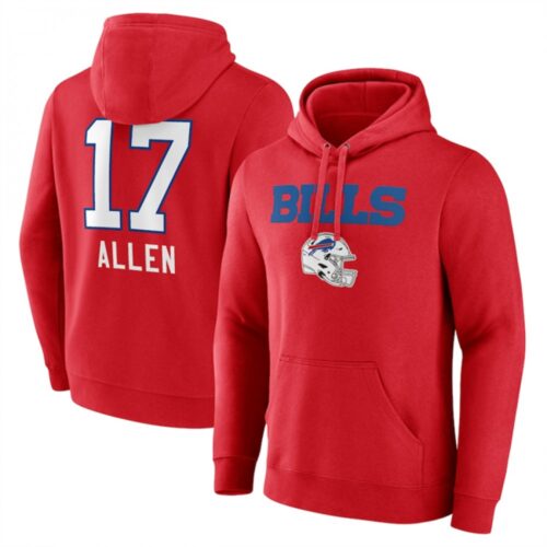 68628433dac57_1 Men's Buffalo Bills #17 Josh Allen Red Team Wordmark Player Name & Number Pullover Hoodie