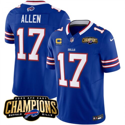 6862843ba6024_1 Men's Buffalo Bills #17 Josh Allen Blue 2023 F.U.S.E. AFC East Champions With 4-star C Ptach Stitched Football Jersey