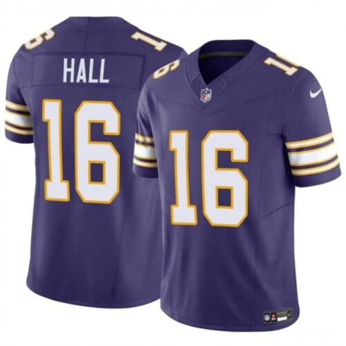 686284890cfb0_1 Men's Minnesota Vikings #16 Jaren Hall Purple 2023 F.U.S.E. Vapor Untouchable Throwback Limited Stitched Jersey